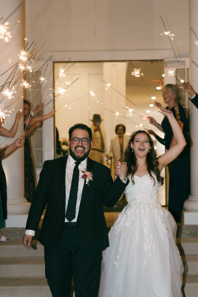 bride and groom wedding exit