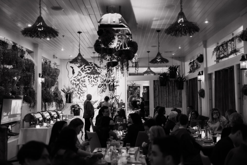 black and white wedding venue photo