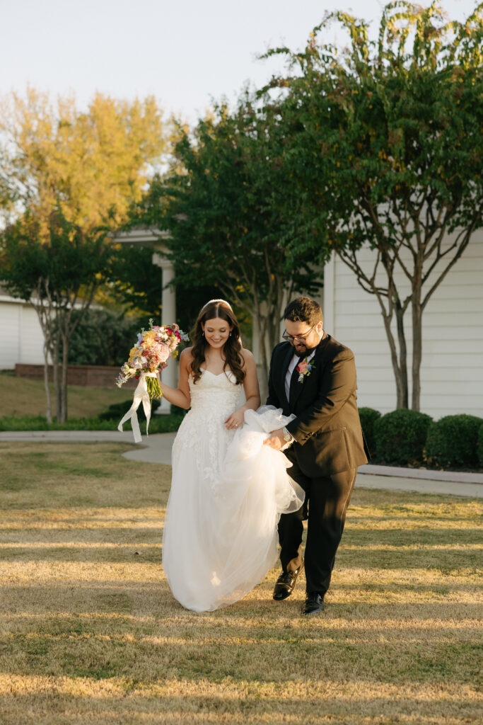 the newly married bride and groom at wedding weekend photography package