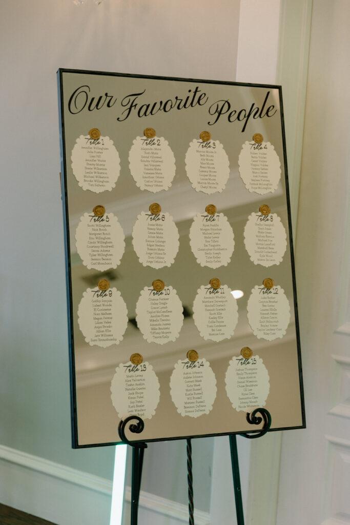table plan and guest list photography package details