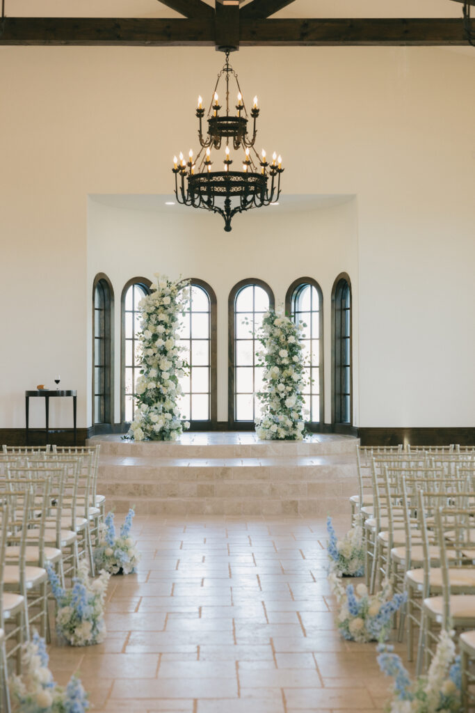 wedding ceremony and bouquets