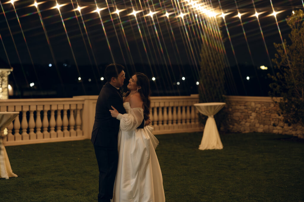 bride and groom late night dancing