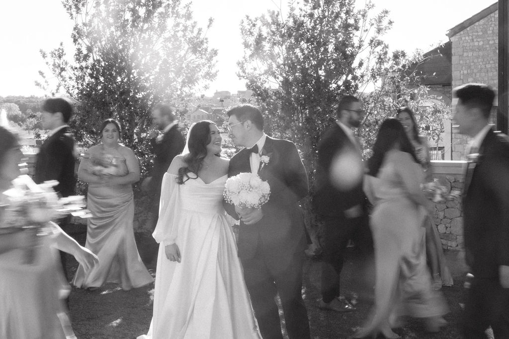 bridal party black and white photography