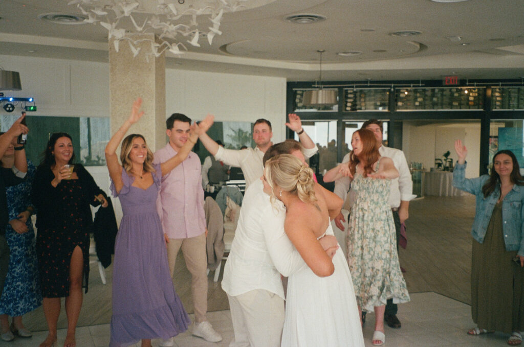 bride and groom dancing at reception