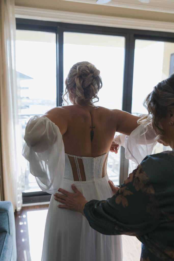 bride getting ready for her destination wedding