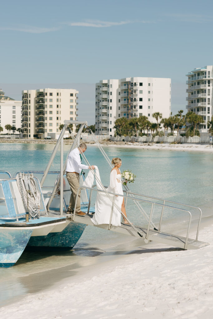the bride arriving at Destin Florida Wedding 