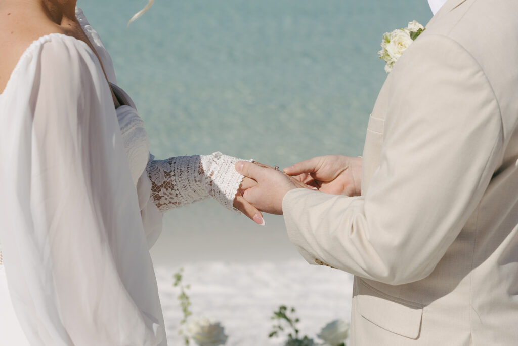 exchanging of the rings during wedding ceremony