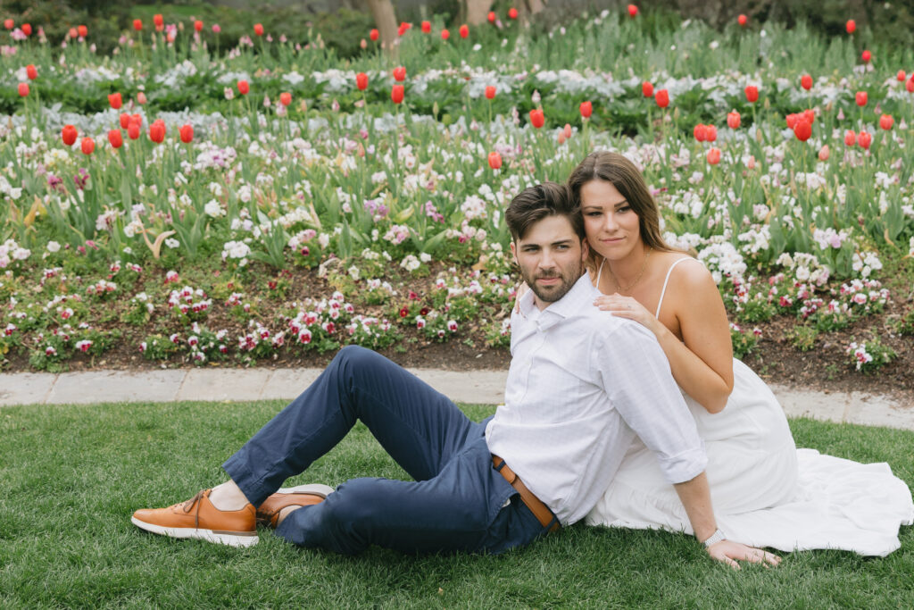engagement photoshoot at botanical gardens garden engagement photos in spring