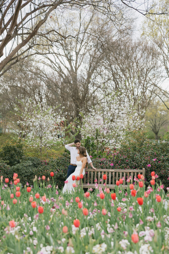 romantic engagement couples photography garden engagement photos in spring