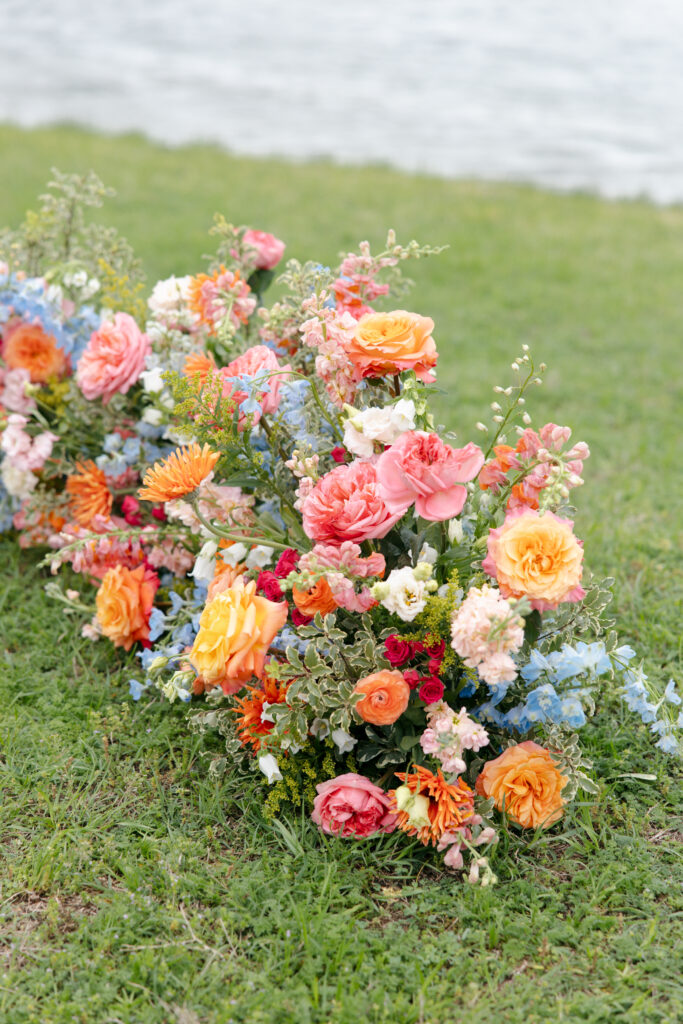 wedding bouquet and floral arrangements