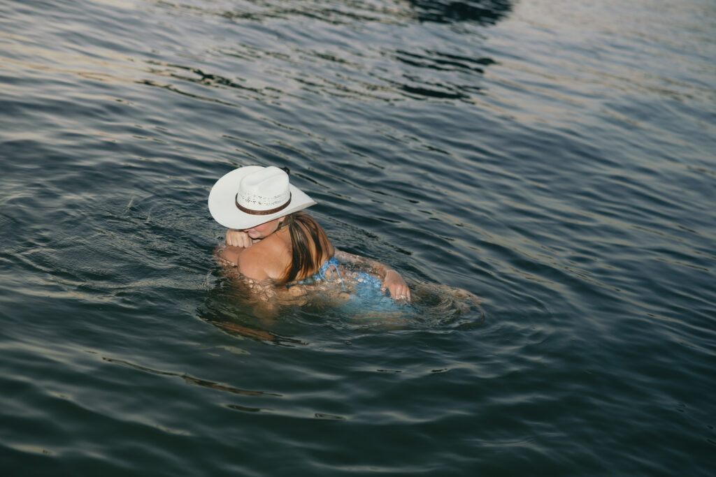 swimming in the lake
