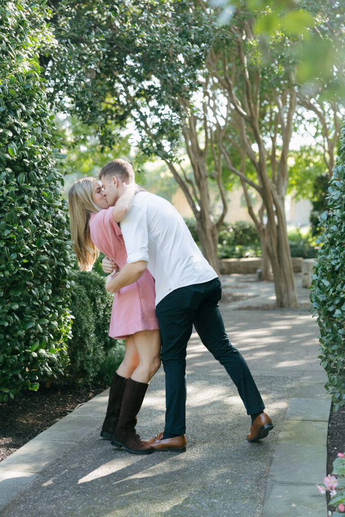romantic engagement photos in dallas botanic gardens