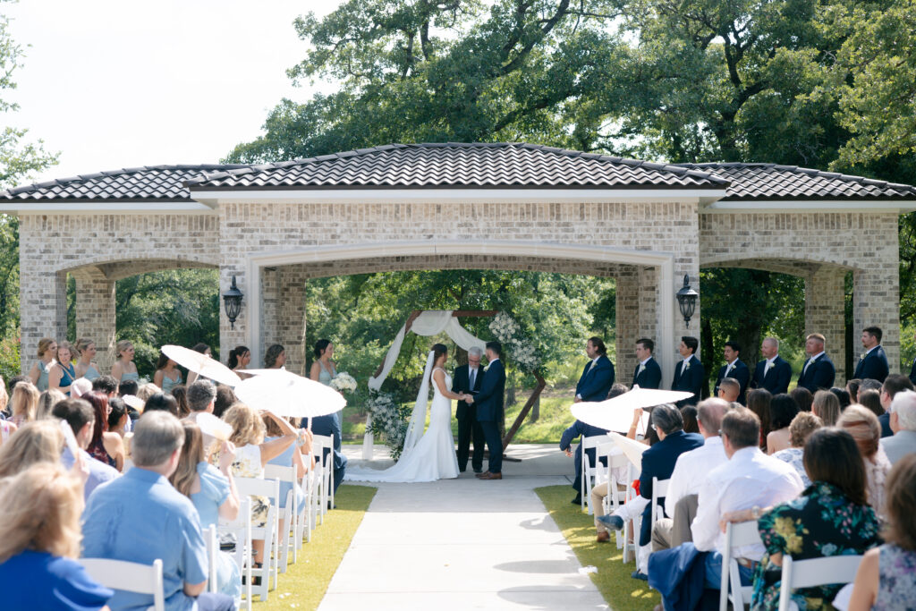 Wedding photography on film of the wedding ceremony at La Bella Luna in Texas.