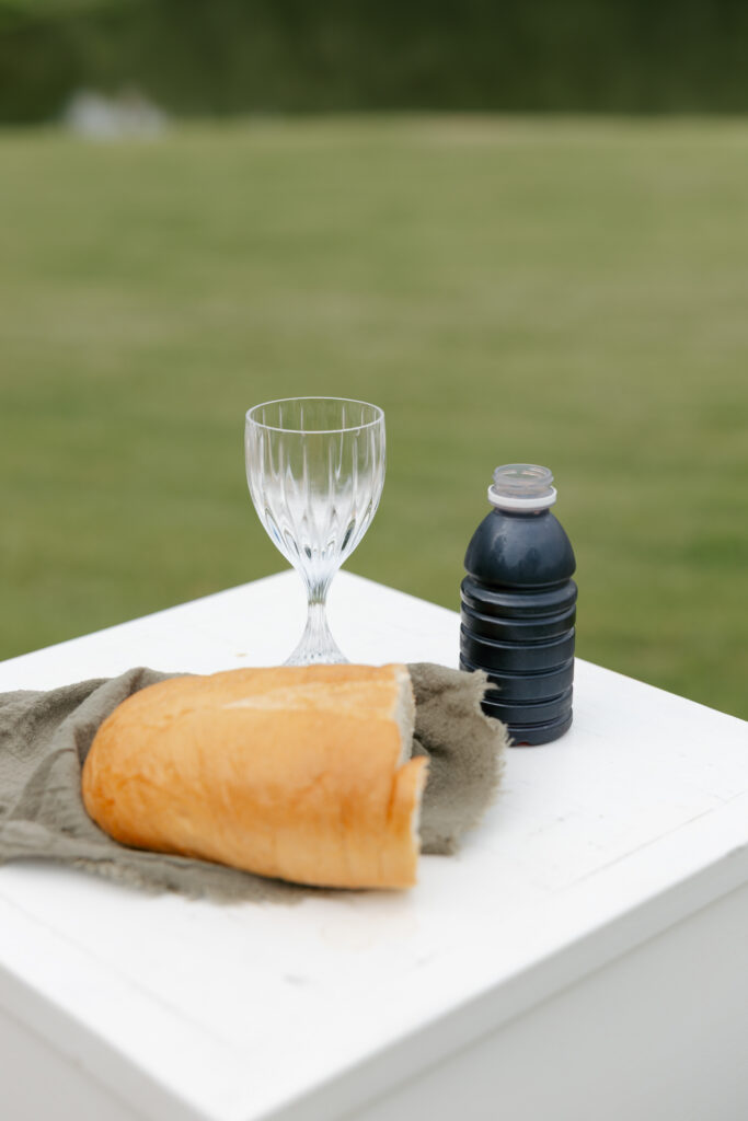 communion setup for a wedding ceremony in texas